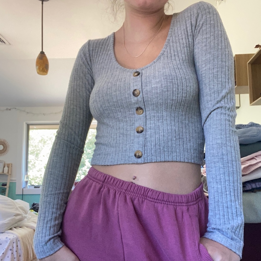 Primark grey fake button up shirt